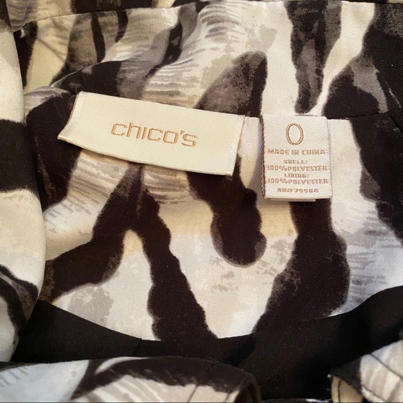 CHICO’S JACKET BLACK WHITE GRAY ZIP FRONT COLLAR POCKETS SIZE 0 S - Picture 7 of 8